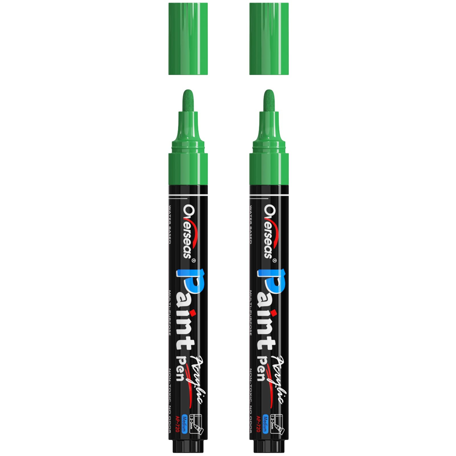 Amazon.com: Overseas Green Paint Pens Paint Markers - Permanent Acrylic Markers 2 Pack, Water Based, Quick Dry, Waterproof Marker Pen for Rock, Wood, Plastic, Metal, Canvas, Glass, Fabric, Mugs. Medium Tip : Arts, Crafts & Sewing | Amazon (US)