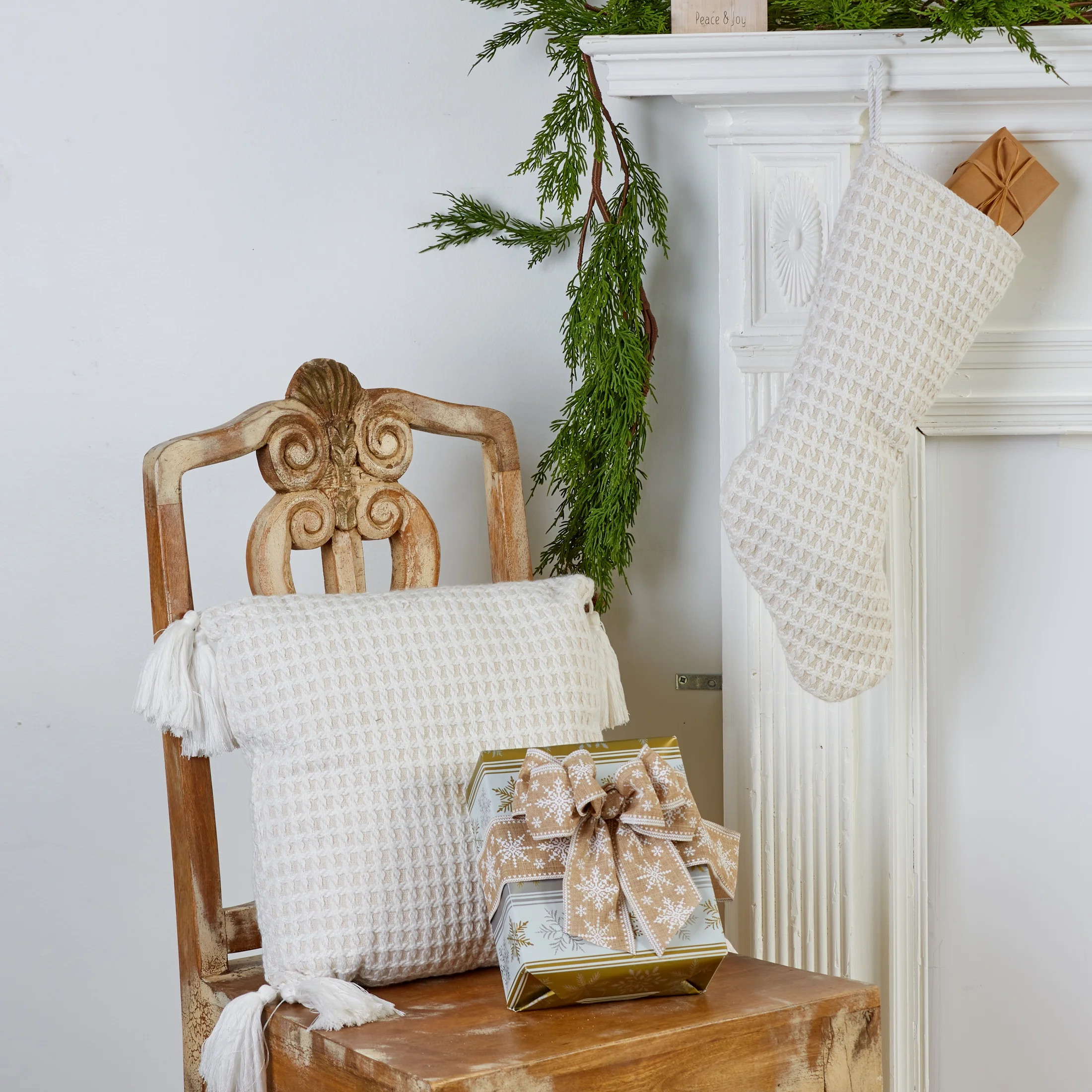 Holiday Time White Waffle Weave Stocking | Walmart (US)