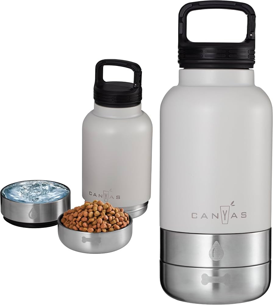 32oz Insulated Dog Water Bottle, Leak Proof with Food & Water Bowls | Amazon (US)