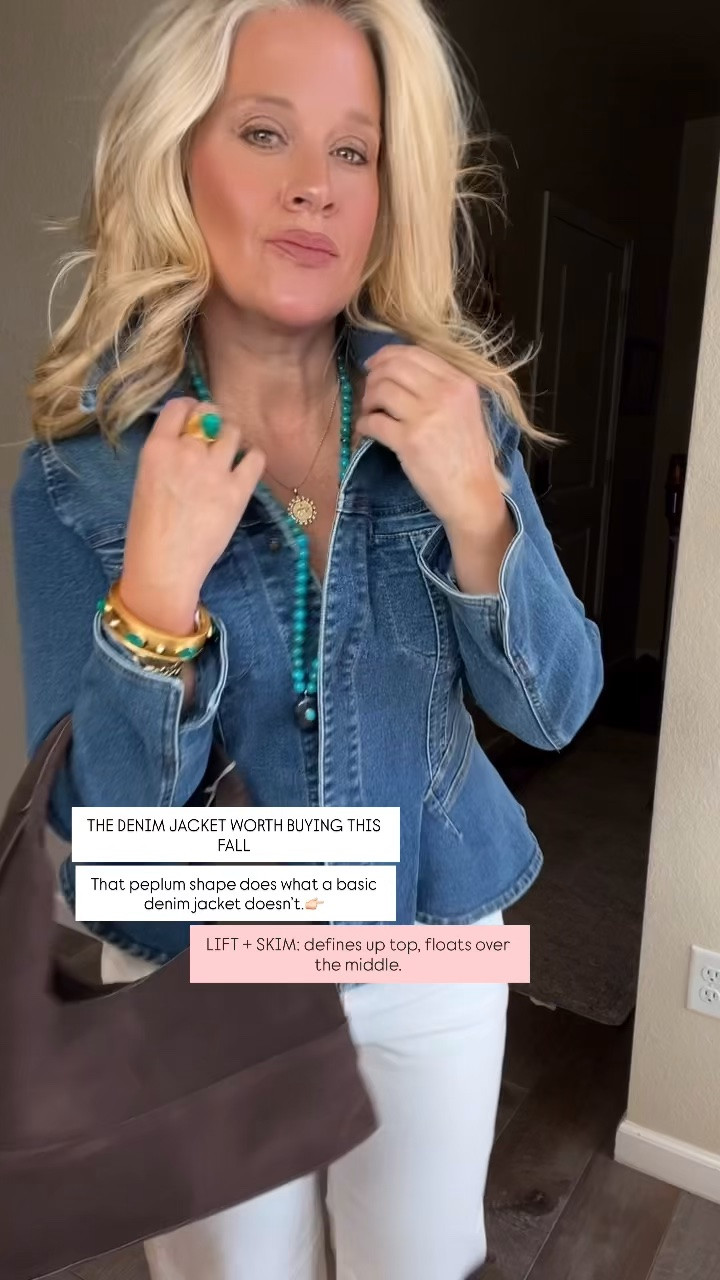✨Tap the bell, save and ❤️ start here over 40 fashion, midlife style, midsize fashion and luxury looks for less.  

⬇️Sizing information:
Medium jacket (size down if in between sizes.)
Jeans 31 (size down if in between sizes.) 

These are the fall pieces I’d actually spend my money on. 🤎

Not because we need more clothes. Because the right pieces make everything else in our closet easier to wear.

I looked for pieces that LIFT, SKIM + BALANCE, feel current without trying too hard, and give us that expensive look without the expensive price tag.

A $30 shirt that reminds me of the $288 version.
$40 twist jeans instead of $250.
An under-$50 terry coat with the $328 look.
Cashmere under $50
.
Plus the shoes, jacket and bag that make basic jeans look instantly more polished.

These are the ones worth the closet space.

👑 Helping you look good, feel good.-Lindsey Denver   Check back daily for belly-friendly style, confidence, and Outfit Physics™.

#LTKOver40 #LTKMidsize #LTKPlusSize

Comment SHOP below to receive a DM with the link to this post on my LTK ⬇ https://liketk.it/6oUJU
