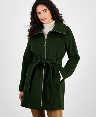 MICHAEL Michael Kors Women's Belted Zip-Front Coat, Created for Macy's - Macy's | Macy's
