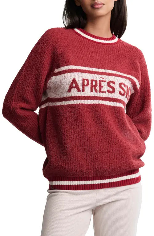 barefoot dreams CozyChic® Aprés Ski Sweater in Crimson-Cream at Nordstrom, Size 3 | Nordstrom