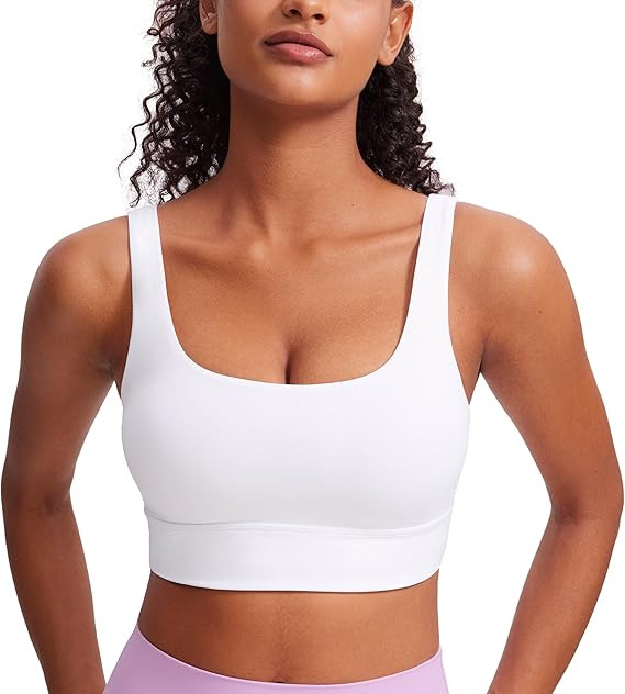 CRZ YOGA Butterluxe U Back Longline Sports Bras for Women - Scoop Neck Padded Yoga Workout Crop T... | Amazon (US)