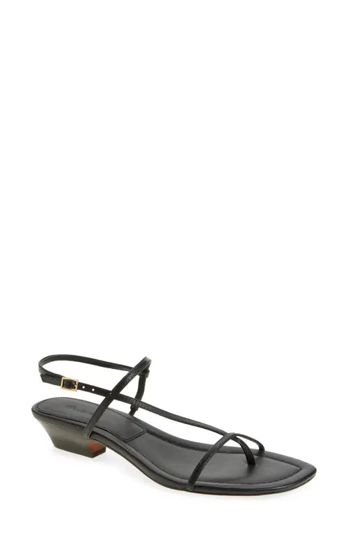 Madewell The Maycie Asymmetric T-Strap Sandal in True Black at Nordstrom, Size 9.5 | Nordstrom