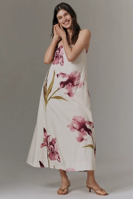 By Anthropologie Strapless Trapeze Midi Dress | Anthropologie (US)