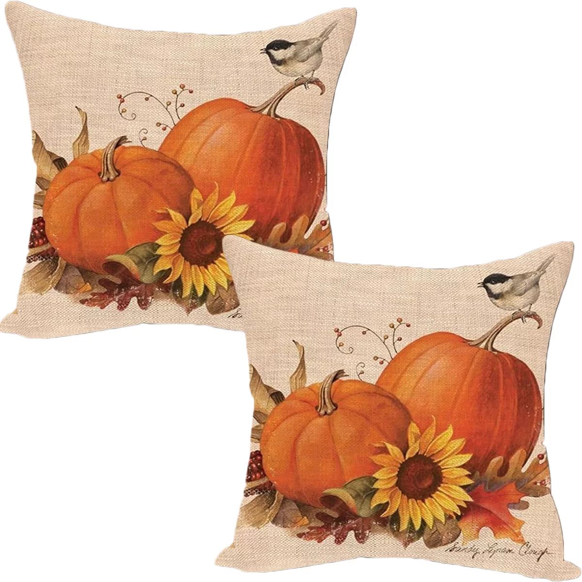 AURORA TRADE Fall Pillow Covers 18x18 Set of 2 for Fall Decor Pumpkin Maple Leaves Sunflower Vase... | Walmart (US)