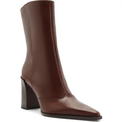 Schutz Raffaela Pointed Toe Bootie in Brown Pony/Dark Brown at Nordstrom, Size 5.5 | Nordstrom