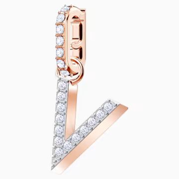 Swarovski Remix Collection Charm V, White, Rose-gold tone plated | Swarovski (US)