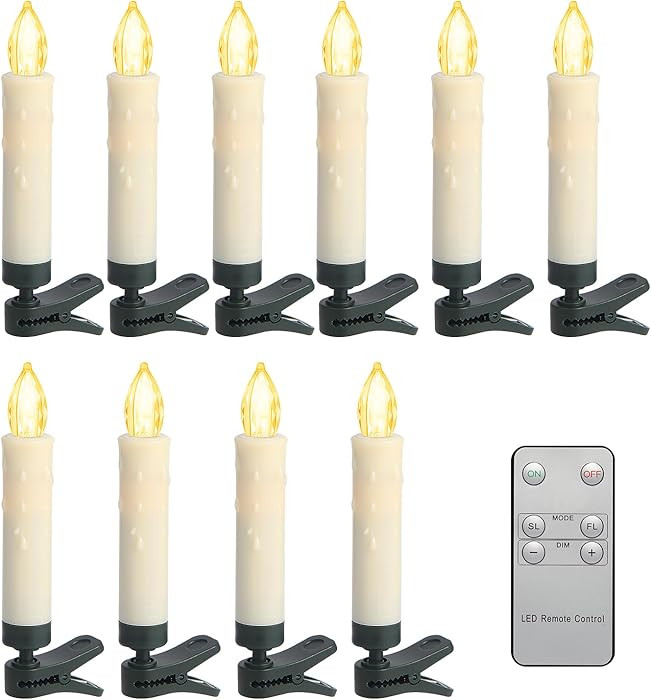 Flameless LED Taper Clips on Candles Battery Operated Christmas Tree Candle Lights Electric Fake ... | Amazon (US)