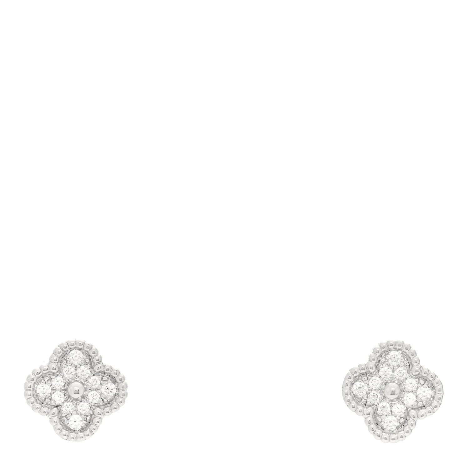 Van Cleef &amp; Arpels 18K White Gold Diamond Sweet Alhambra Earrings 1870519 | FASHIONPHILE (US)