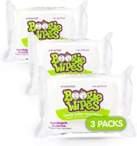 Baby Boogie Wipes, Made with Natural Saline for Stuffy Noses, Unscented, 30 Wipes (Pack of 3) | Amazon (US)