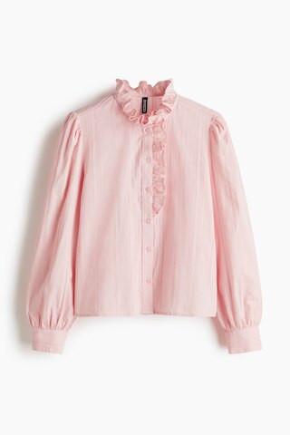H & M - Frill-collared cotton blouse - Pink | H&M (UK, MY, IN, SG, PH, TW, HK)
