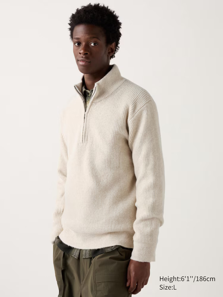 Soufflé Yarn Strickpullover (halber Reißverschluss) | UNIQLO (DE)