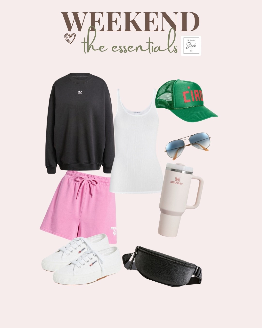 My weekend uniform lately 🤍

Comfy, neutral, and still looks put together. this is the exact formula I keep repeating for errands, coffee runs, and slow weekends.

The staples that make it work:
✨ oversized sweatshirt and lounge shorts combo
✨ easy tank for layering
✨ neutral sneakers that go with everything
✨ grab-and-go accessories (cap, sunnies, crossbody)
✨ everyday tumbler because iced coffee is mandatory

Everything is affordable, easy to mix + match, and perfect for a casual capsule wardrobe.

#LTKSeasonal #LTKSaleAlert #LTKootd