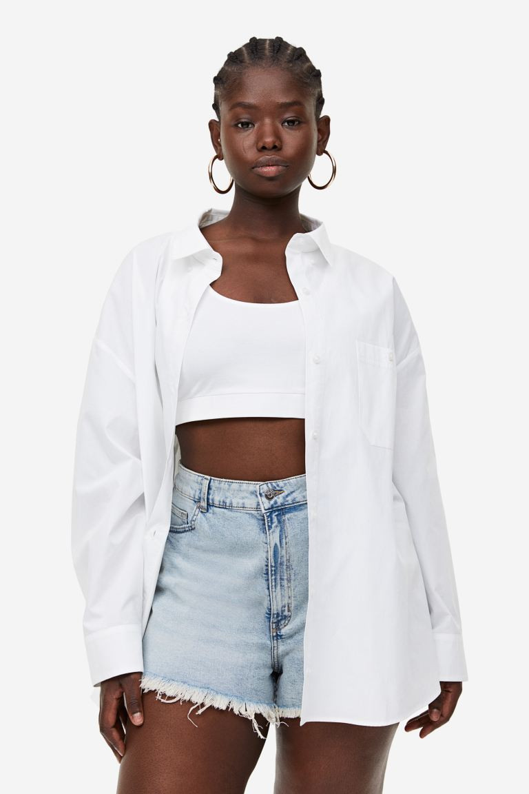 Oversized overhemdblouse van popeline | H&M (DE, AT, CH, NL, FI)