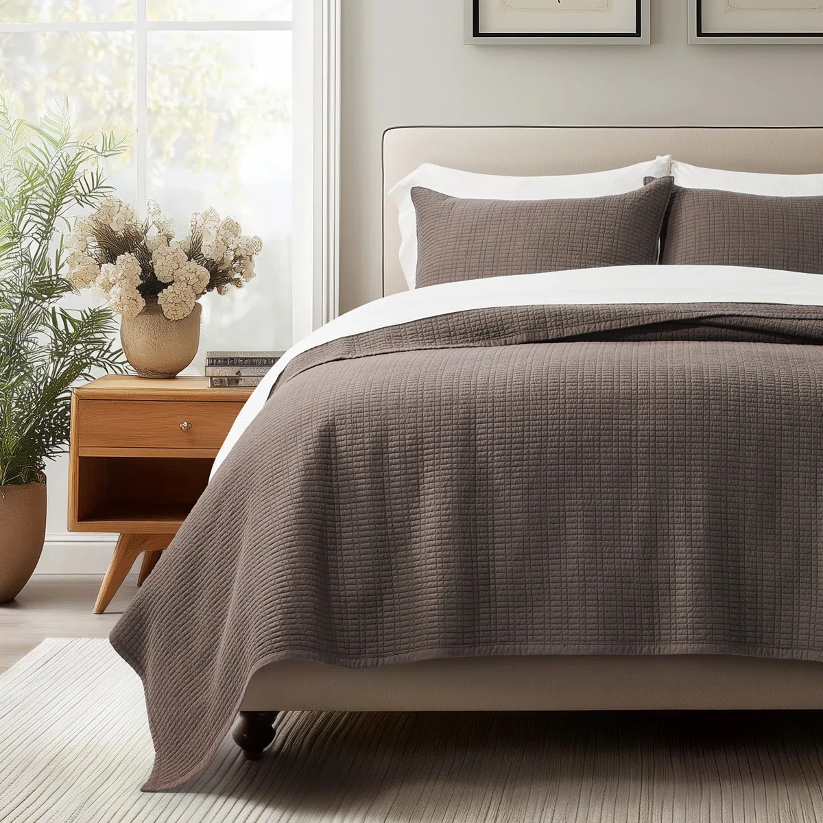 Evergrace 100% Cotton Quilt, Pre-Washed Modern Grid Stitch Lightweight Bedspread Coverlet For All... | Wayfair North America
