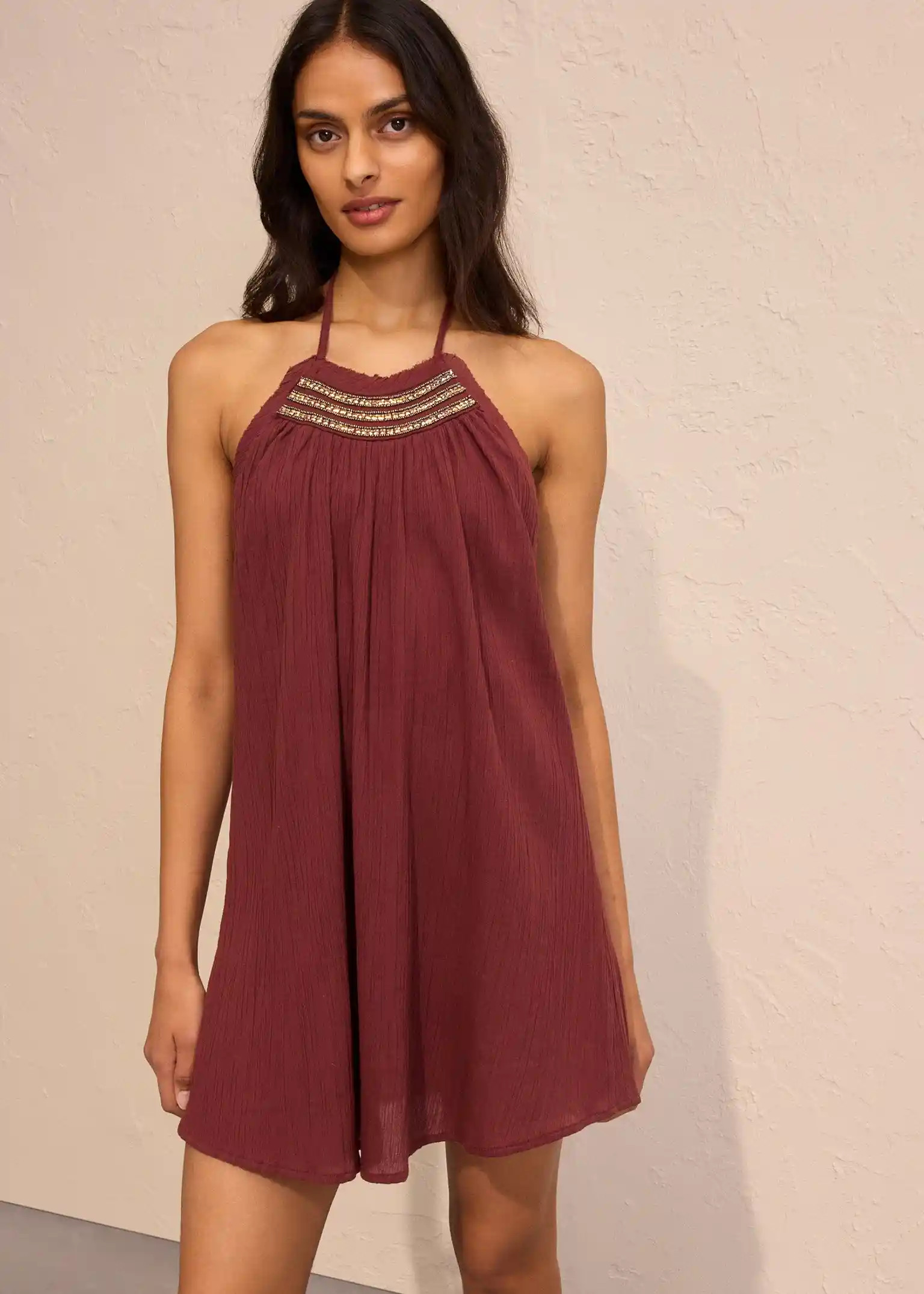 Trägerkleid aus strukturiertem Crinkle | Bonprix DE