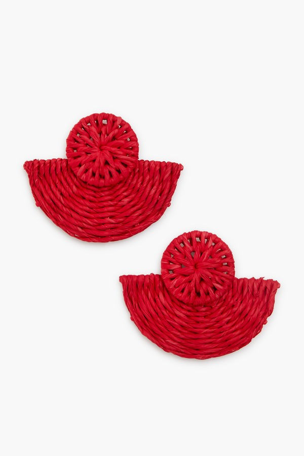 Red Basketweave Fan Earrings | Tuckernuck (US)