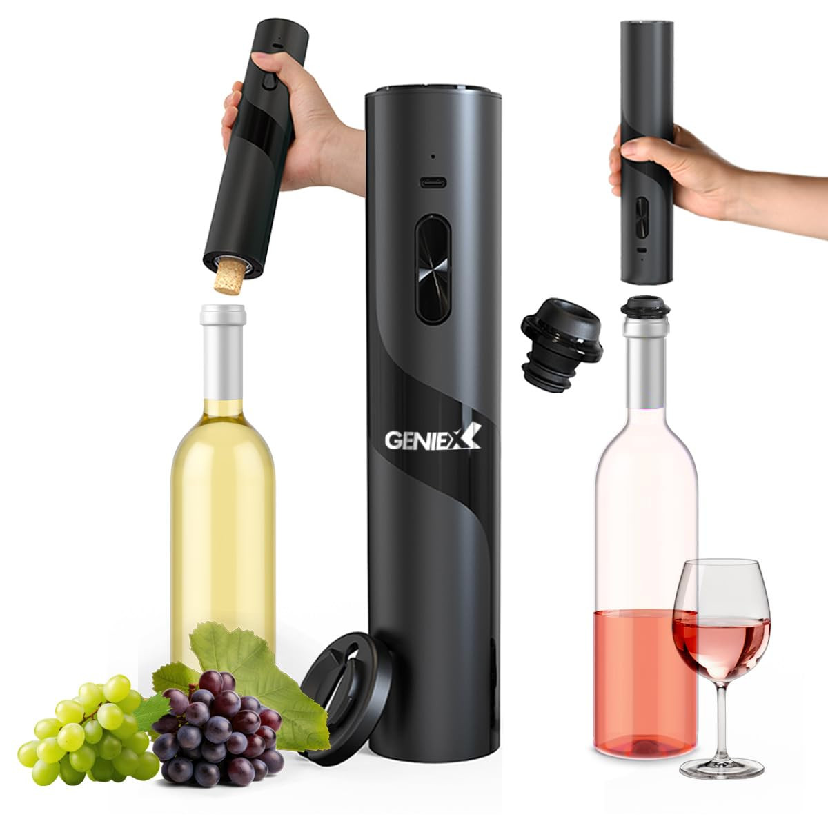 Electric Wine Opener Wine Preserver 2-in-1, Wine Opener Electric Corkscrow at BOTTOM + Vacuum Win... | Amazon (US)