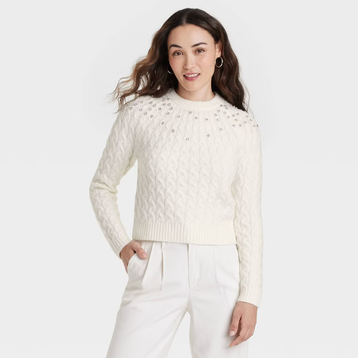 Women's Cable Crewneck Pullover Sweater - A New Day™ | Target