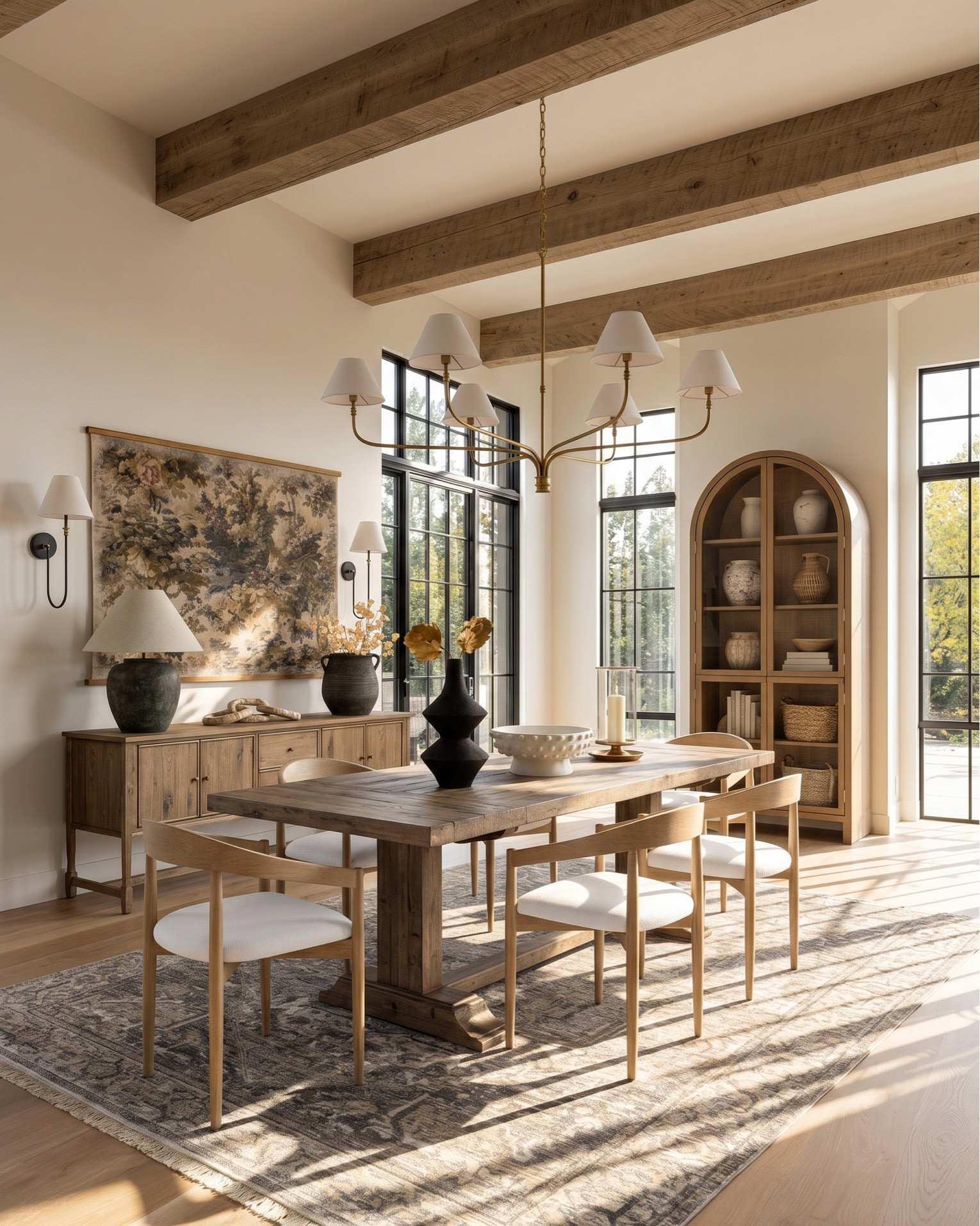 Shop this modern organic home filled with warm neutral decor, rustic wood furniture, designer lighting, and cozy luxury styling. Features include a reclaimed wood dining table, upholstered dining chairs, boucle benches, woven headboard bed, fluted wood nightstands, oversized area rugs, stone accent wall, arched cabinet, wood console table, textured table lamps, black and brass sconces, sculptural chandeliers, decorative mirrors, abstract wall art, ceramic vases, cozy knit throws, and neutral bedding. Perfect inspiration for modern rustic, organic modern, transitional, earthy minimalist, and luxury farmhouse interiors.

Shop the look:
* Reclaimed wood dining table
* Neutral upholstered dining chairs
* Rustic modern chandelier
* Arched wood cabinet
* Wood sideboard buffet cabinet
* Oversized vintage style rug
* Black ceramic table lamp
* Brass wall sconces
* Organic modern dining room
* Rustic wood ceiling beams
* Neutral bedroom decor
* Woven wood headboard
* Boucle bench
* Fluted wood nightstands
* Modern black chandelier
* Stone accent wall
* Console table styling
* Boucle ottomans
* Decorative round mirrors
* Abstract neutral artwork
* Modern organic home decor
* Luxury farmhouse bedroom
* Earth tone throw pillows
* Chunky knit blanket
* Neutral textured bedding
* Designer inspired lighting
* Minimalist rustic interiors
* Warm wood furniture
* Contemporary rustic decor
* Organic modern styling

#LTKsale #LTKhome #LTKstyletip