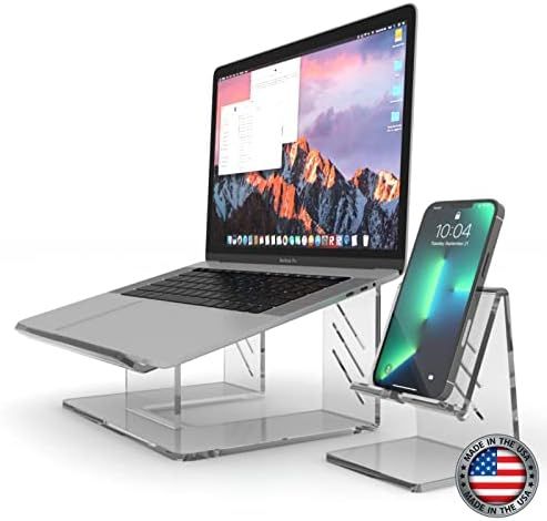 6MM Thick Acrylic Cell Phone & Laptop Stand, Portable Phone Holder, Clear Mobile Computer Stand R... | Amazon (US)