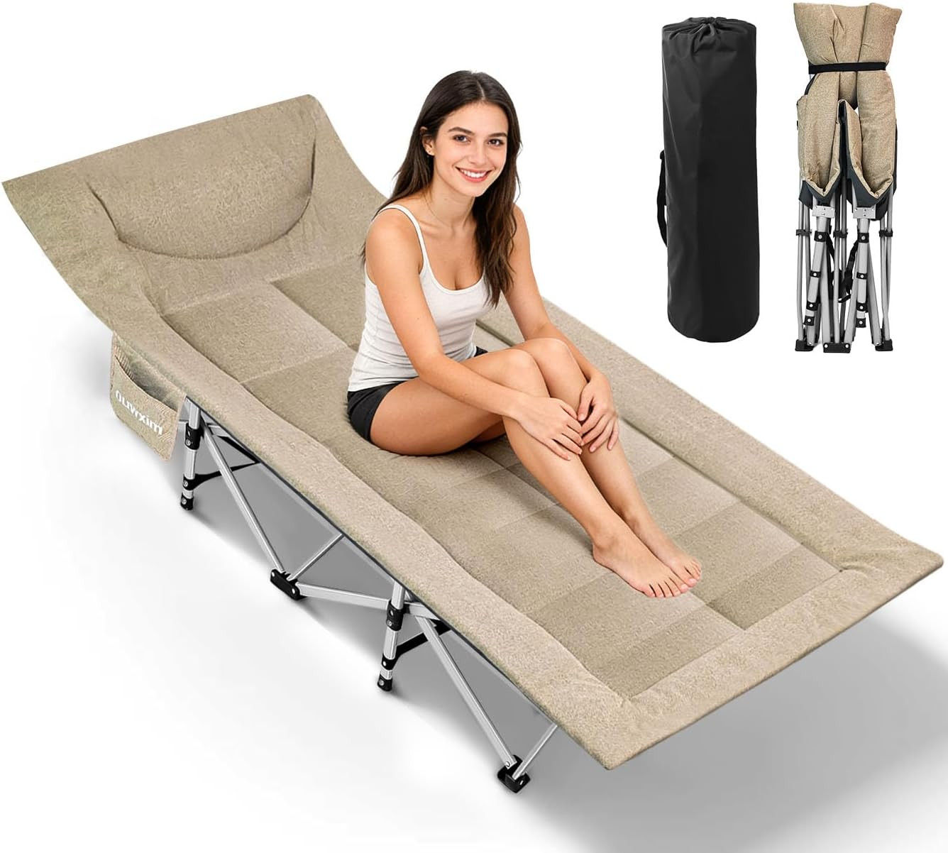 Folding Camping Cot-with Cushion and Pillow,Sleeping Cots for Adults | Amazon (US)