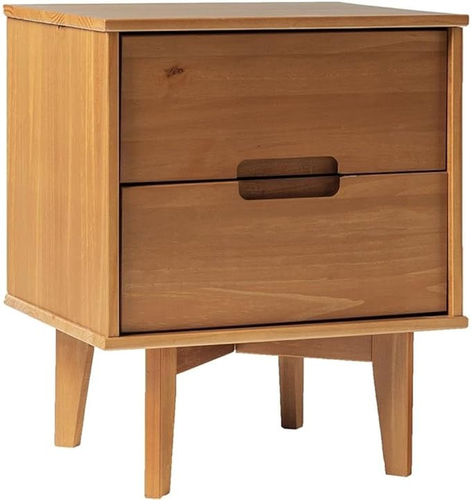 Walker Edison Mid Century Modern Grooved Handle Wood Nightstand Side Table Bedroom Storage Drawer... | Amazon (US)
