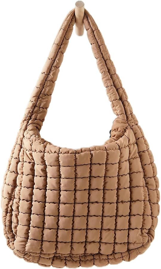 Womens Lightweight Quilted Padding Shoulder Bag Soft Puffer Tote Bag Big Capacity Puffy Tote Bag ... | Amazon (US)