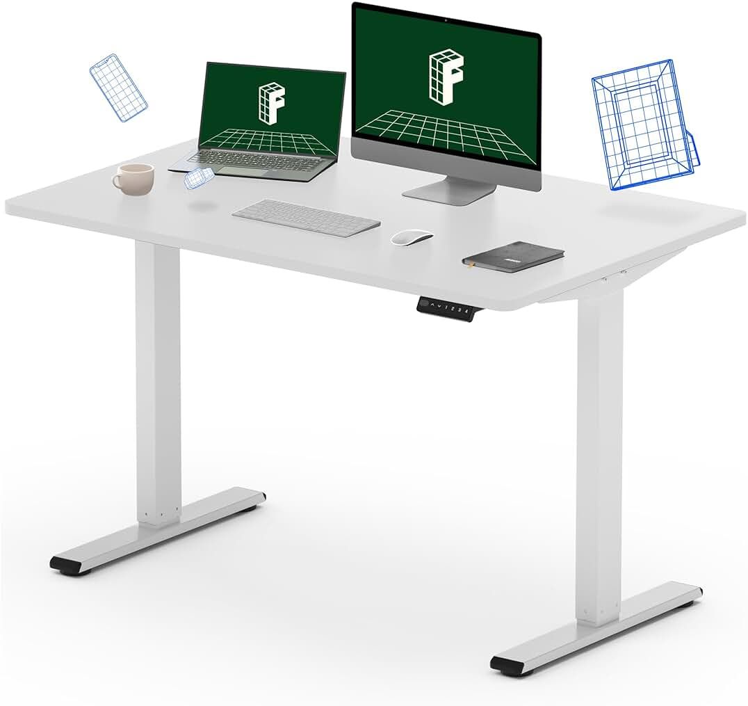 FLEXISPOT Electric Standing Desk White Whole Piece 48 x 30 Inch Desktop Adjustable Height Desk Home  | Amazon (US)