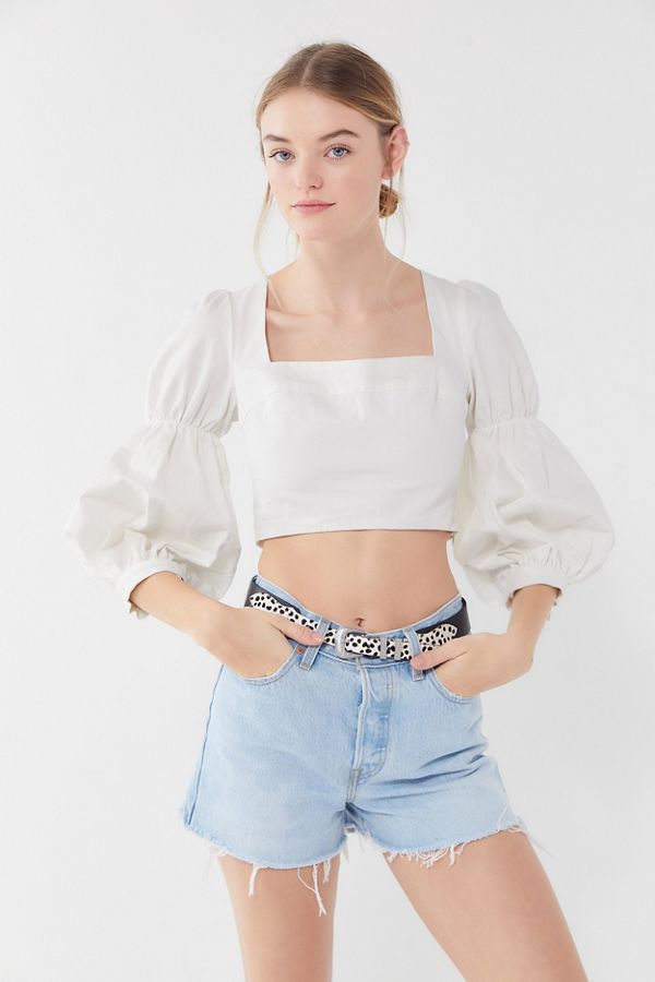 UO Romeo Puff Sleeve Cropped Top | Urban Outfitters (US and RoW)