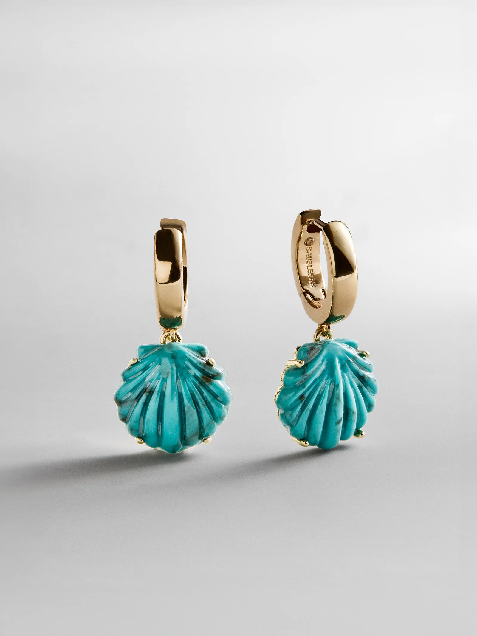 Genevieve Seashell Earrings - Gold/Turquoise | BaubleBar