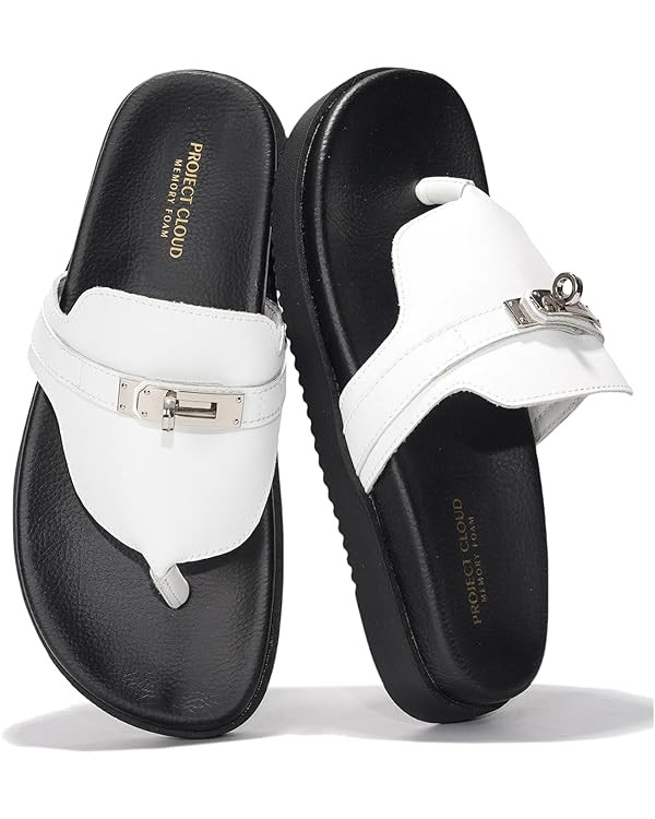 Project Cloud Genuine Leather Womens Sandals - Memory Foam Summer Sandals for Women 2025 - Slip o... | Amazon (US)