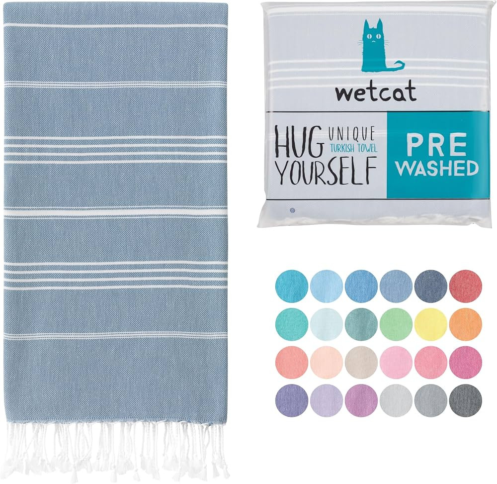 WETCAT Turkish Beach Towel Large 38x71 100% Cotton Quick Dry Pool Towels Oversized Sand Free Ligh... | Amazon (US)