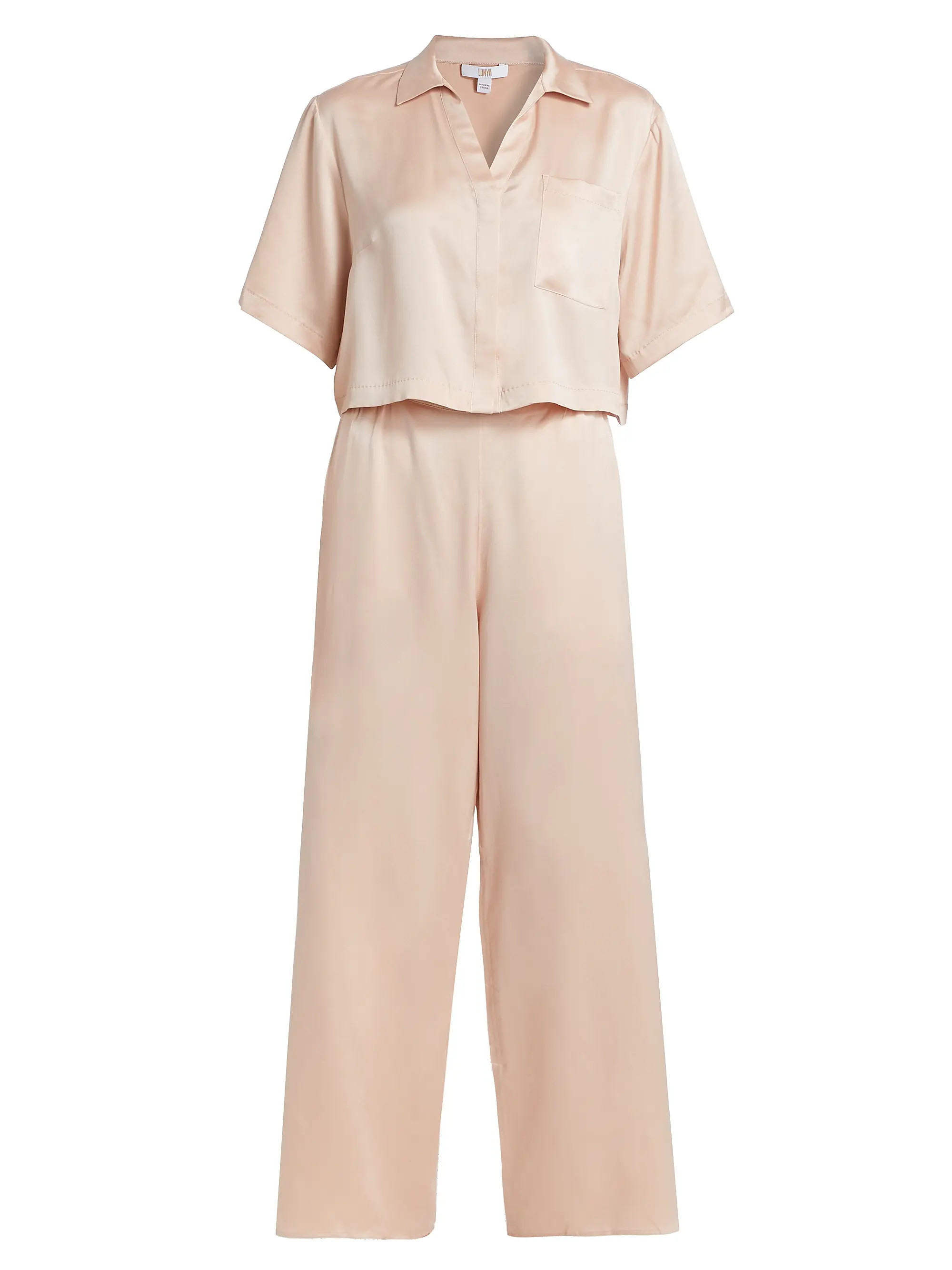 Lunya Washable Silk High-Rise Pants 2-Piece Pajama Set | Saks Fifth Avenue | Saks Fifth Avenue