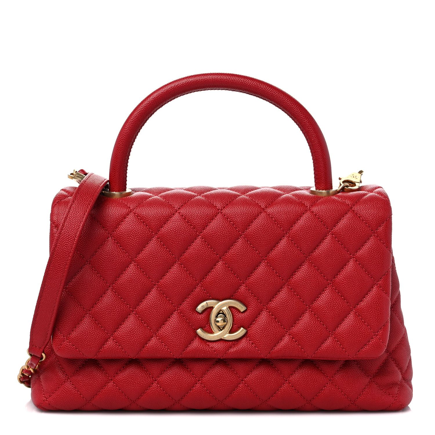 Caviar Quilted Small Coco Handle Flap Red | FASHIONPHILE (US)