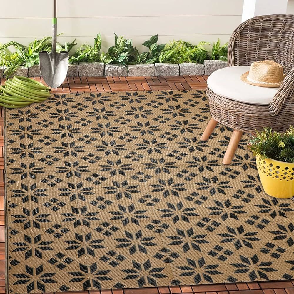 Amazon.com: NFECO Reversible Rugs Plastic Rug Outdoor Rug Lightweight Outside Mats with Carrying ... | Amazon (US)