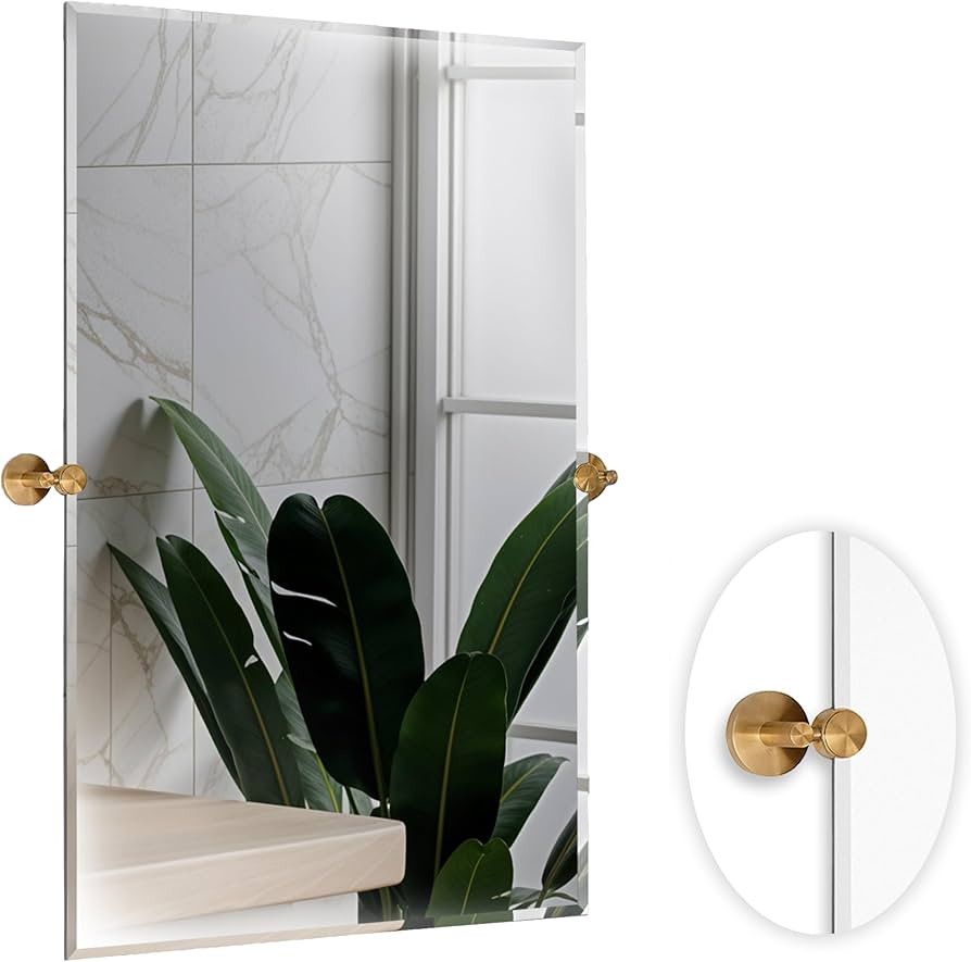 Hamilton Hills Frameless 24 x 36 Inch Pivot Bathroom Mirror - Tilting Rectangular Wall Mirror wit... | Amazon (US)