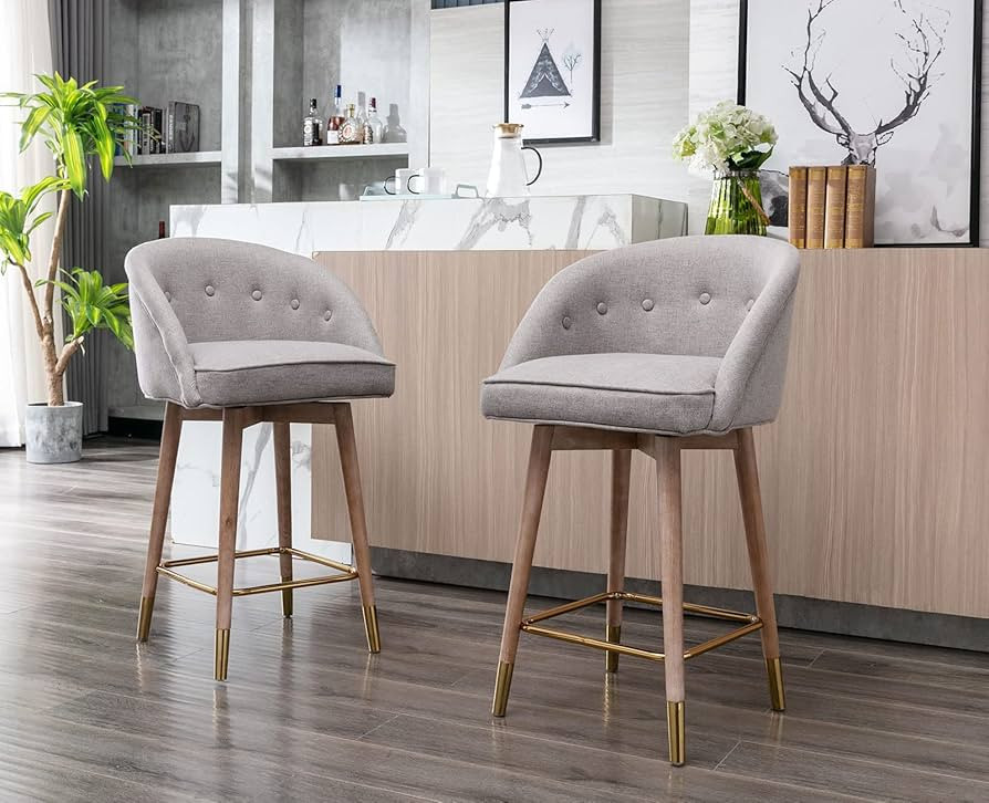 Shunzhi Swivel Bar Stools Set of 2 Modern Counter Height Tufted Stools 360 Degree Bar Stools with... | Amazon (US)