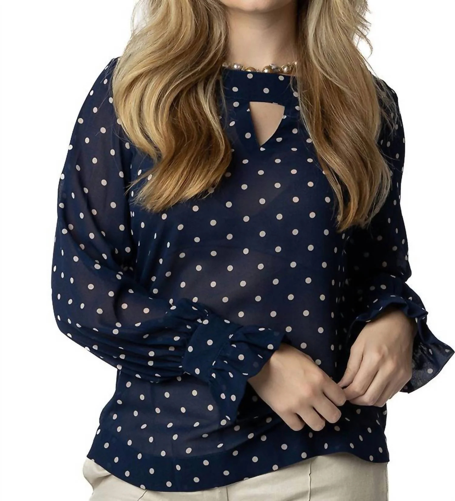Positano Polka-Dot Blouse In Navy | Shop Simon