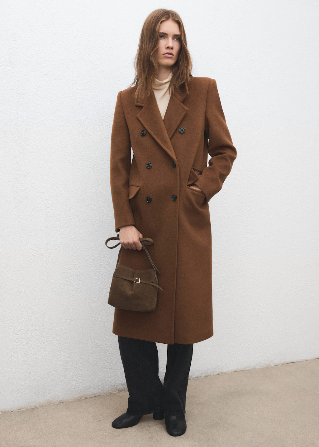 Suede shoulder bag brown - Woman - One size - MANGO | Mango (US/MX/AU)