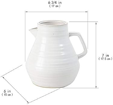 Jojuno Elegant Ceramic Glazed Flower Pots with Handle. White Decorative Vases & Water Pitcher, Fine  | Amazon (US)