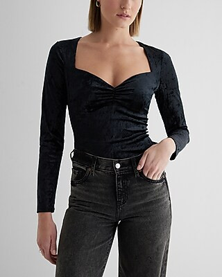 Body Contour Crushed Velvet Sweetheart Neckline Top | Express