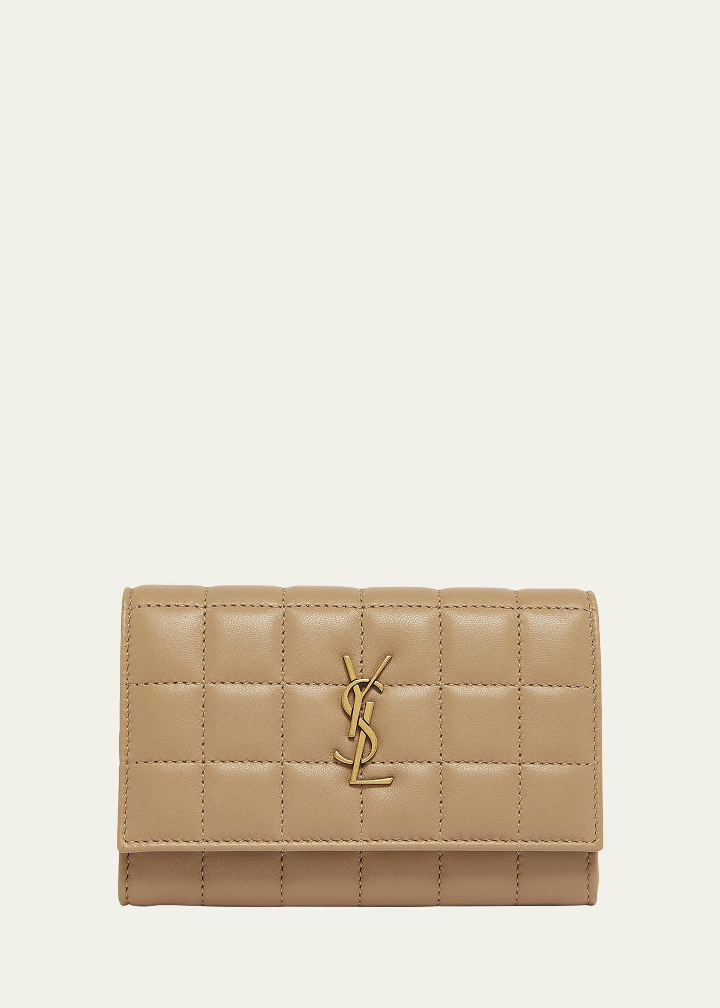 Saint Laurent YSL Monogram Flap Small Wallet in Quilted Smooth Leather | Bergdorf Goodman