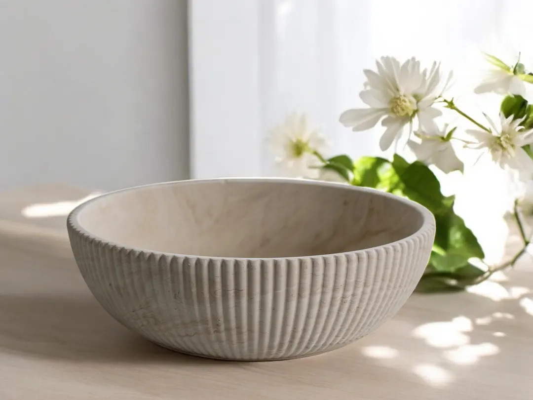 Ribbed Decorative Bowl Stone Shelf Decor Homeware Display Bowl Accessories Jesmonite Handmade Neu... | Etsy (US)