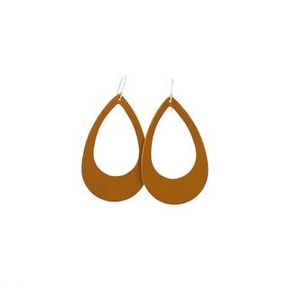 London Tan Cut-Out Leather Earrings | Nickel and Suede
