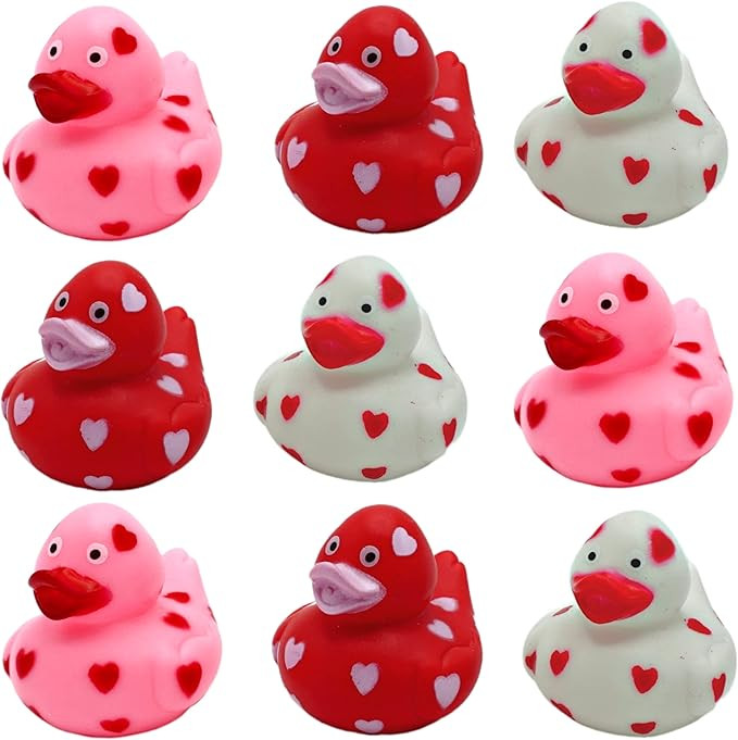 4E's Novelty Valentines Day Rubber Ducks (24 Pack) Heart Themed Duckies, Class Valentines Day Gif... | Amazon (US)