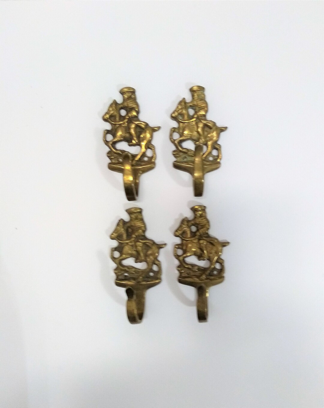 4 Vintage Brass Wall Hooks Brass Horse Rider Wall Hook - Etsy | Etsy (US)
