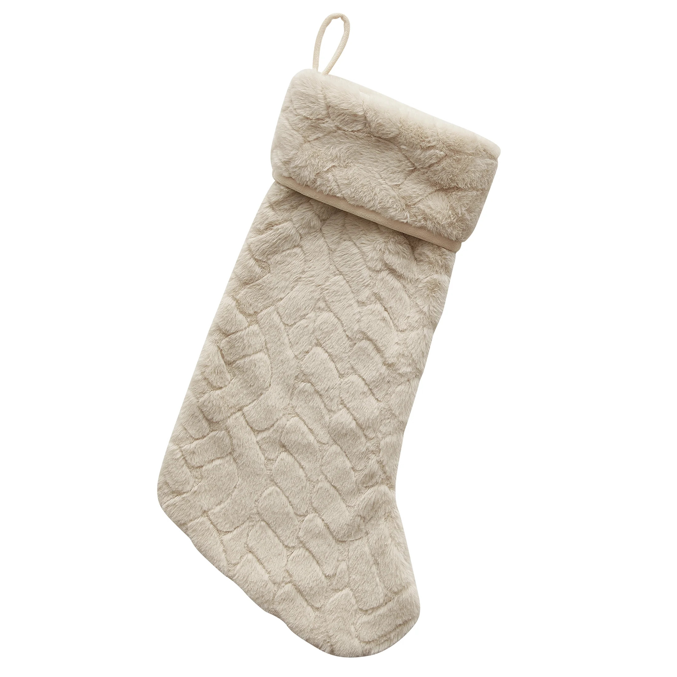 My Texas House Jessie Gray Carved Faux Rabbit Fur Christmas Stocking, 21" - Walmart.com | Walmart (US)