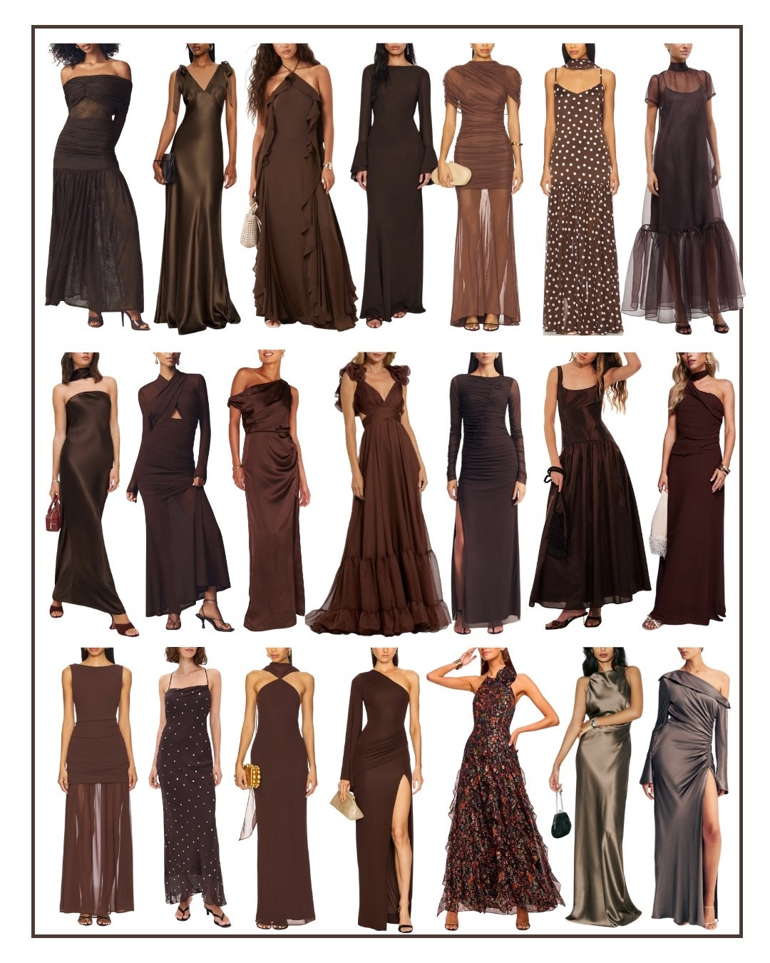 Wedding guest dress 
Fall wedding guest 
Brown wedding guest dresses 
Brown bridesmaid dress

#LTKWedding #LTKSeasonal